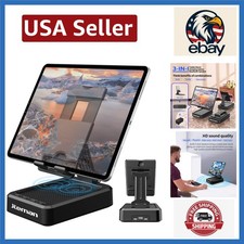 Elegant Charging Station & Tablet Stand with Bluetooth Speakers—Silver/Black picture