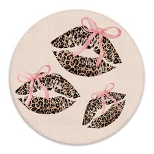 BILLAION Coquette Pink Bow Leopard Lips Mouse Pad for Desk, Preppy Girly Y2K ... picture