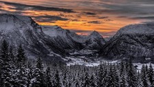 Landscape nature winter sunset valley forest mountains Custom Gaming Mat Desk picture