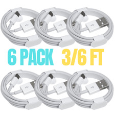 6Pack 3/6Ft USB Fast Charging Cable Data Lot For Apple 12 11 Pro 8 Charger Cord picture