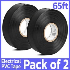 2 Pack PVC Electrical Tape 65 Feet 3/4 Black Insulated Two Rolls Vinyl Duct Tape picture