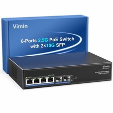 VIMIN 6-Port 2.5G PoE Switch Unmanaged, 4X 2.5Gbase-T Poe Ports, 2X 10Gbps SFP picture