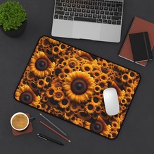 Sunflower Field Desk Mat | Floral Mouse Pad, Spring Summer Decor picture