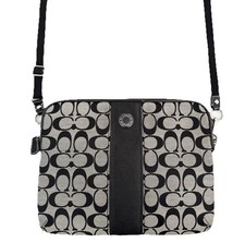 Coach Black Signature C Stripe Crossbody Shoulder Tech Tablet  Pouch Bag # 63219 picture