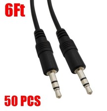 50 Pack 6Ft 3.5mm Stereo Audio Cable Male - Male M/M Headphone Aux MP3 1/8