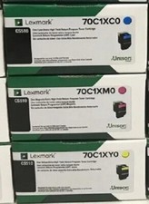 3 GENUINE LEXMARK XTRA HI-YLD TONER CARTRIDGES 701XC 701XY 701XM CS510 NO BLK picture