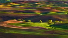 Landscape field outdoors hills green nature Custom Gaming Mat Desk picture