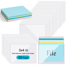 60 Pack Self-Adhesive Index Card Holder 3x4 in Clear Label Holder with 60 She... picture