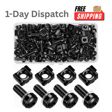qxayxa 40 Pcs Rack Mount Screws & Cage Nuts – M6x20mm Carbon Steel Black picture
