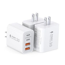 3 Pack Fast Charging Block, 40W 4-Port Charger Cube Power Brick 3 Pack White picture