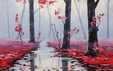 Landscape nature painting leaves mist trees graham Custom Gaming Mat Desk picture