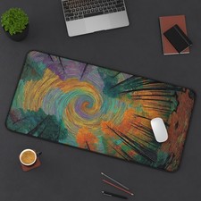Abstract Swirl Forest Desk Mat | Colorful Psychedelic Landscape, Office Decor  picture