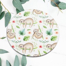Funny Floral Sloth Animal Art Mouse Pad Mat Office Desk Table Accessory Gift picture