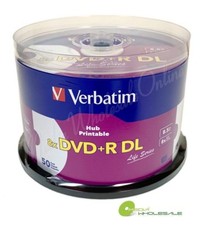 VERBATIM 8X Blank DVD+R DL Dual Double Layer 8.5GB 50pk White Inkjet Printable  picture