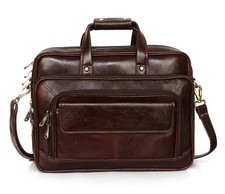 Genuine Brown Leather Office Bag for Men - Stylish Executive Laptop Handbag picture