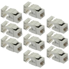 10x Cat6 RJ45 Ethernet LAN Network Keystone Jack 180 Degree 110 Punch Down White picture