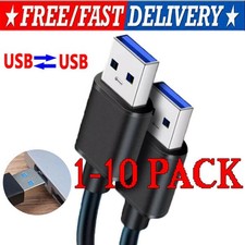 USB 3.0 A Male to A Male Cable Data Transfer Super Speed Power Charger Metal lot picture