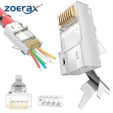 ZoeRax RJ45 Cat7 & Cat6A Pass Through Connectors RJ45 Modular Plug 50UM - 50pcs picture