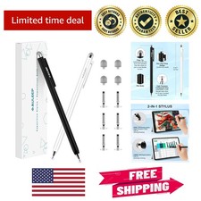 Stylish 2-in-1 Touchscreen Stylus Set with Replacement Tips & Cups - Black/White picture