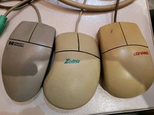 80s Mouse Vintage Lot Hewlett Packard M-S34 Zoltrix Compaq MUS9J 3x + Prt Cable picture