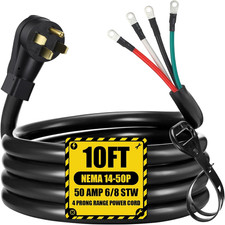 10 FT 6/8 AWG 50 Amp 4 Prong Replacement RV Power Cord Compatible with NEMA 14-5 picture