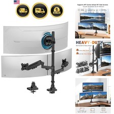 Triple Monitor Mount 49 Inch Adjustable Heavy Duty Gas Spring Desk Mount Black picture