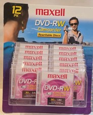 11 Pack Maxell DVD-RW Camcorder Rewritable Discs 1.4GB 30 Min NEW Open Box. picture