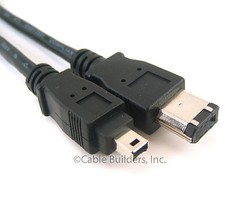 6FT FIREWIRE 400 CABLE 6 PIN TO 4 PIN IEEE 1394 iLINK PC MAC 6' 6 to 4 6-4 PINS picture