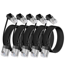 5Pack 90° Downward Angled Cat 6A Ethernet Ultra Slim Cable 15 Feet,Flexible C... picture