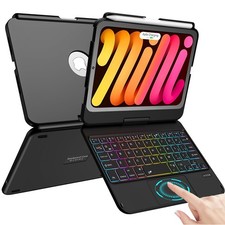 TaIYanG Keyboard Case for iPad Mini 7 & 6, 7 Color Backlit Trackpad, Black  picture