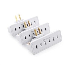 [UL Listed]  3-Pack 2-Prong 3-Outlet Swivel Wall Tap, White picture