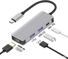 4-in-1 USB-C Hub Adapter 4K HDMI 2-USB 3.0 Port 87W PD Charging for MacBook/XPS picture