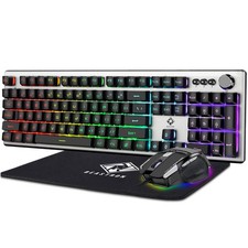 RGB Backlit Gaming Keyboard with Mouse Combo and Mouse pad, Multimedia Keyboa... picture