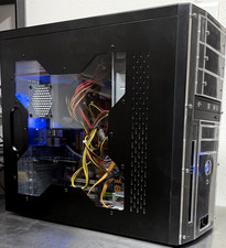 Gaming Computer Case, Blue LED Cooling Fans, Power Supply and More.  NOT WORKING picture