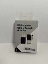 Best Buy essentials USB-A Male to USB-C Female Adapter Portable Black 2-Pack picture