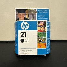 GENUINE HP 21 Black Ink Cartridge for DeskJet D1300 D1400 C9351AN 12/09 picture