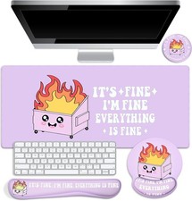 Kingdder 4 Pcs Dumpster Mouse Pad Kit Mouse Wrist Rest, Purple Funny Cute Fire  picture