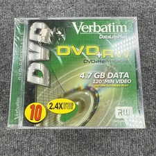 10 Pack Verbatim DVD+RW  DVD+Rewriteable 1x-2.4x 4.7GB  Data 120 Min Vide SEALED picture