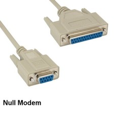KNTK 10ft Null Modem DB9 Female to DB25 Female Serial Cable RS-232 Cross Wire picture
