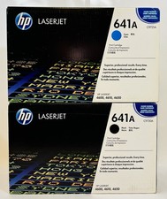 GENUINE HP 641A Black + Cyan LaserJet Pro Printer Toner Cartridge C9721A C9720A picture