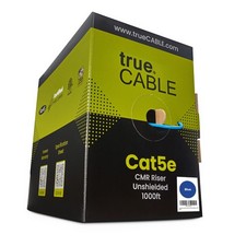 trueCABLE Cat5e Riser 1000ft, Blue, 24AWG 4 Pair Solid Bare Copper, 350MHz, PoE picture