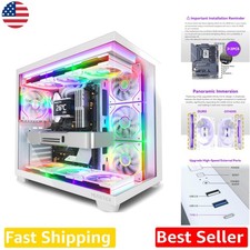 Y6 ATX PC Case White, 7 Infinity Mirror ARGB Fans, 270° Tempered Glass, Type-C picture