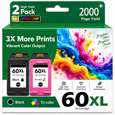 60XL Ink Cartridges (1Tri-Color/1Black) Compatible For DeskJet D2530 C4680 C4780 picture