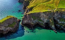 Landscape cliff bridge grass island ireland sea coast Custom Gaming Mat Desk picture