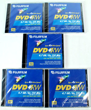 Lot of 5 Fujifilm DVD+RW Blank Discs In Jewel Cases. 4.7 GB Per Disc. New Sealed picture