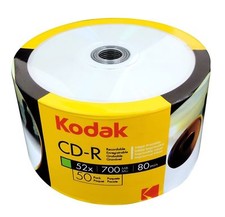 50 Kodak Blank 52X CD-R CDR White Inkjet Hub Printable 700MB Media Disc  picture