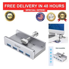 ORICO USB 3.0 Hub 4-Port Aluminum Clamp Mount for Monitor Desk Silver picture