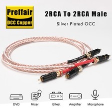 Pair 8Core 7N OCC Pure Copper 2RCA To 2RCA Male Hifi Audio Interconnect CD Cable picture