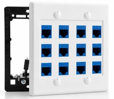 12-Port Ethernet Wall Plate RJ45 Cat6 Female-to-Female Network Outlet White picture