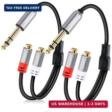 6.35mm to Dual RCA Y-Adapter Splitter Cable 0.6 Feet, 6.35mm 1/4 Inch TRS Stereo picture